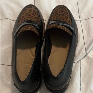 Clark’s Black and‎ Brown Leopard Print Flats- Size 8